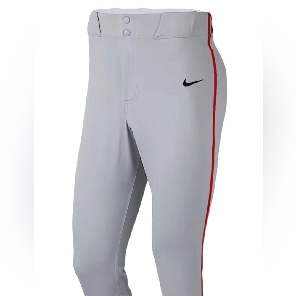Nike Men's Grey Vapor Select Red Piped‎ KNICKER Baseball Pants New SZ S Small